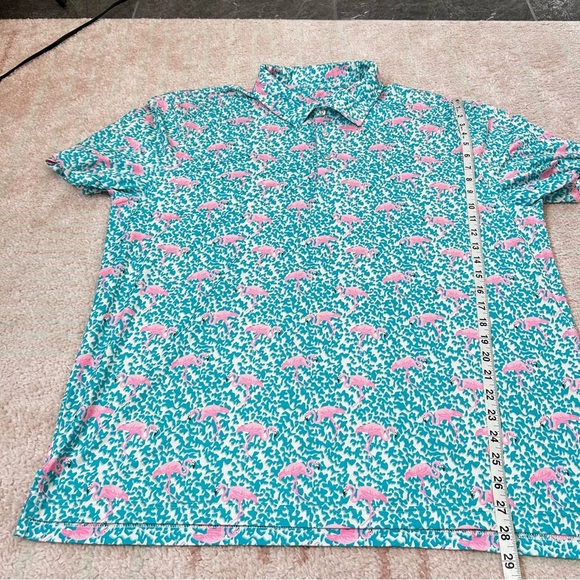 Chubbies Teal Pink Flamingo Polo Shirt Poolside Size XL Vacation Resort Wear - Picture 9 of 14